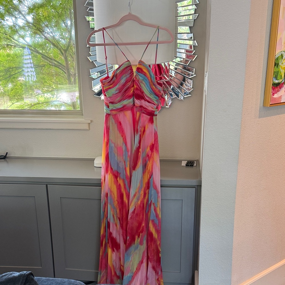 Escape Colorful Watercolor Maxi Dress - Pink Multi side 6